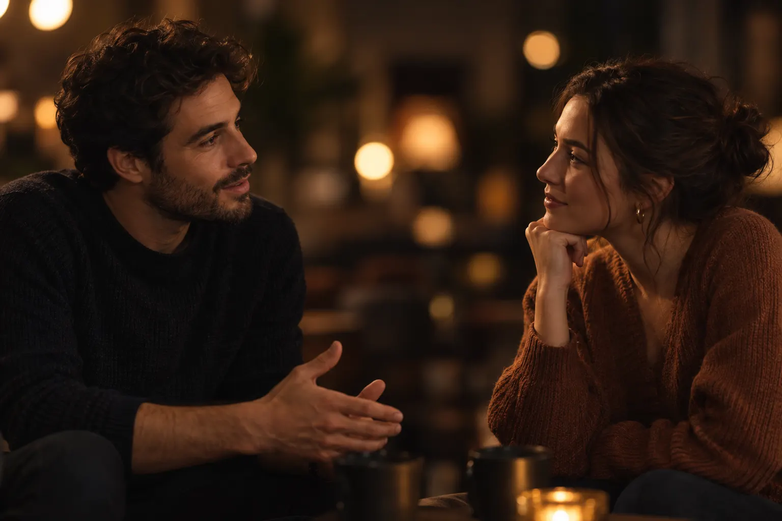Two people in conversation