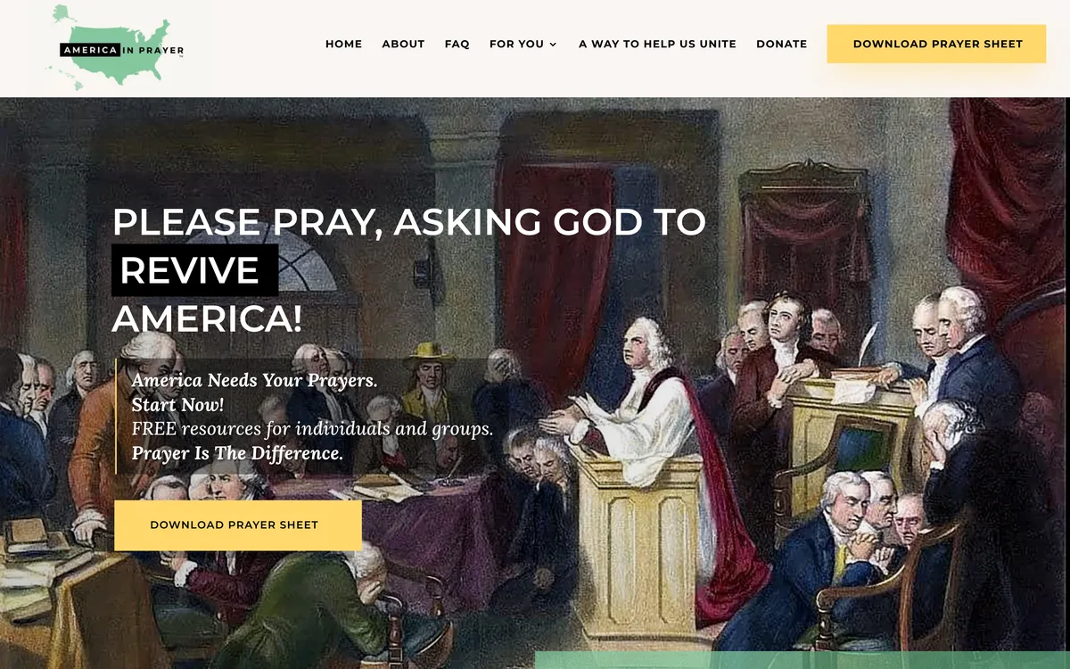 The America in Prayer website